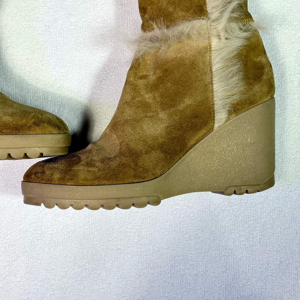 Coach Sharma Suede Wedge Boots with Fur Trim - Picture 3 of 8